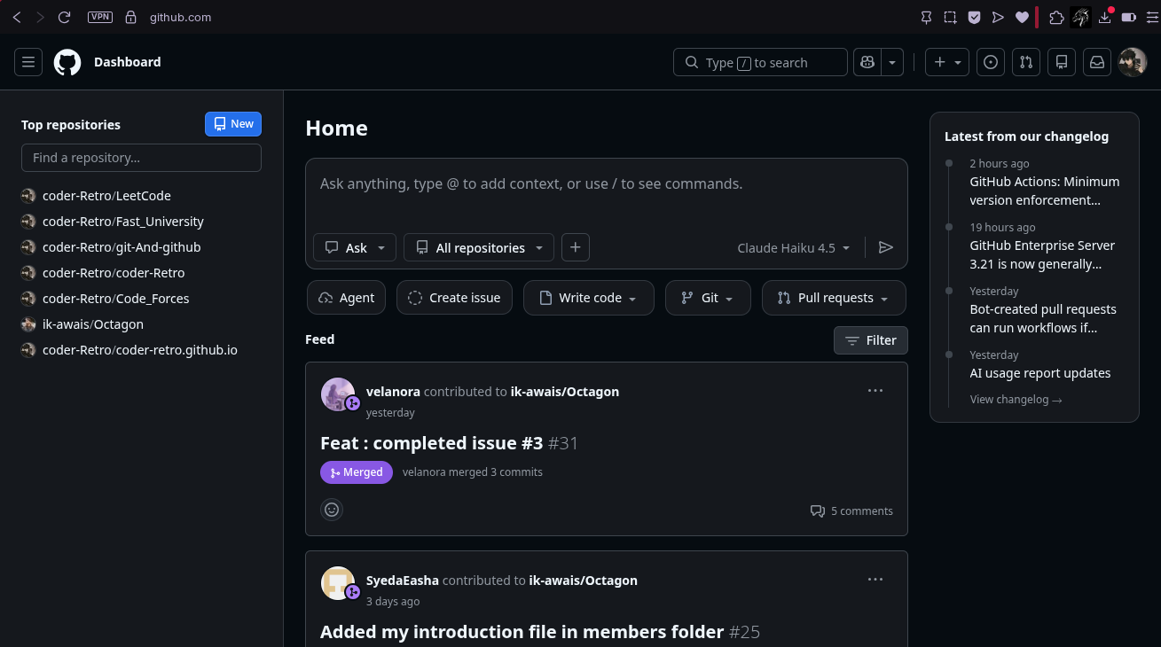GitHub Interface