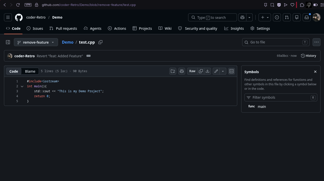 Feature Reverted